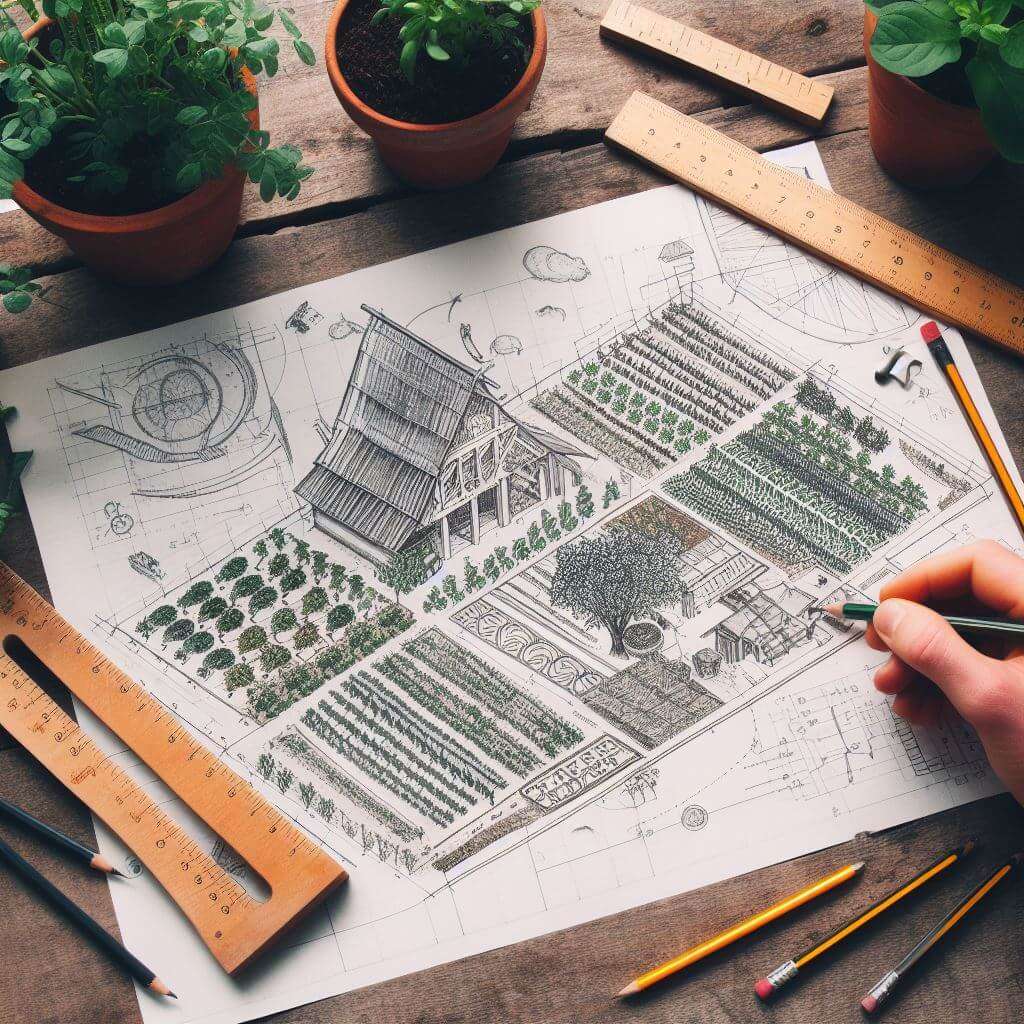 Permaculture Design being drawn out by hand