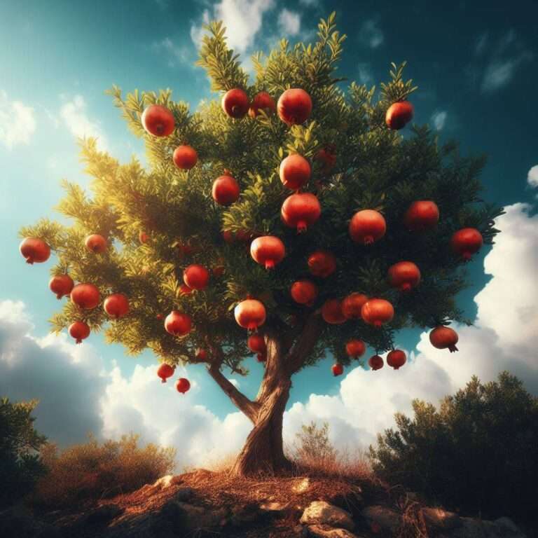 Pomegranate tree full of fruit